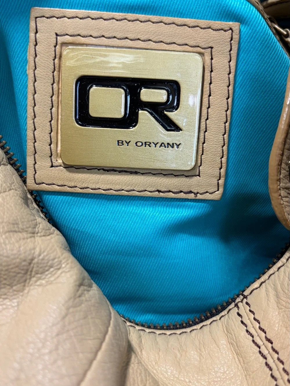 Oryany O by Oryany Cream Leather Fringe Studded Hobo Shoulder Bag